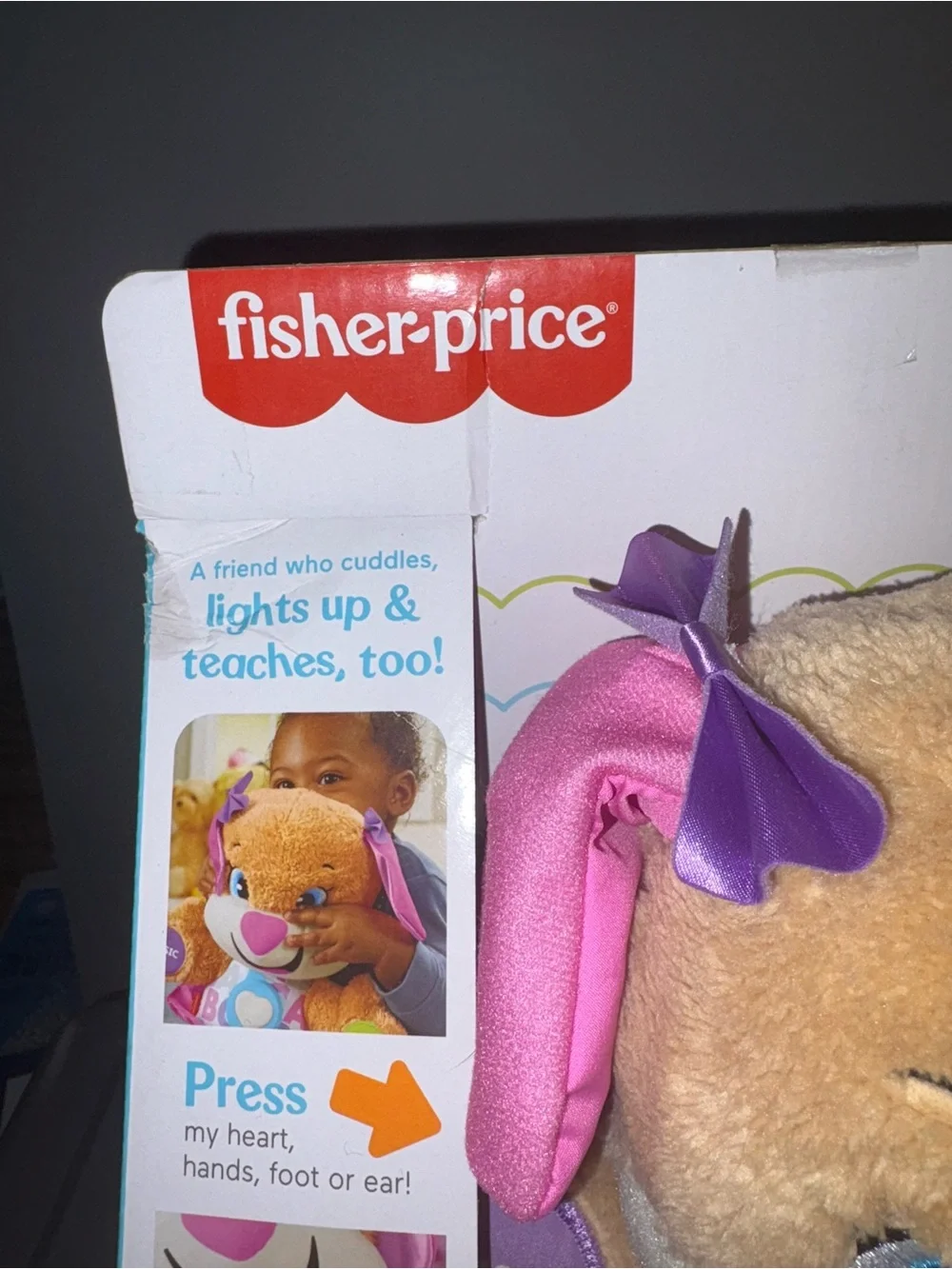 Fisher-Price Plush Learning Puppy in Pink, Tan & Blue